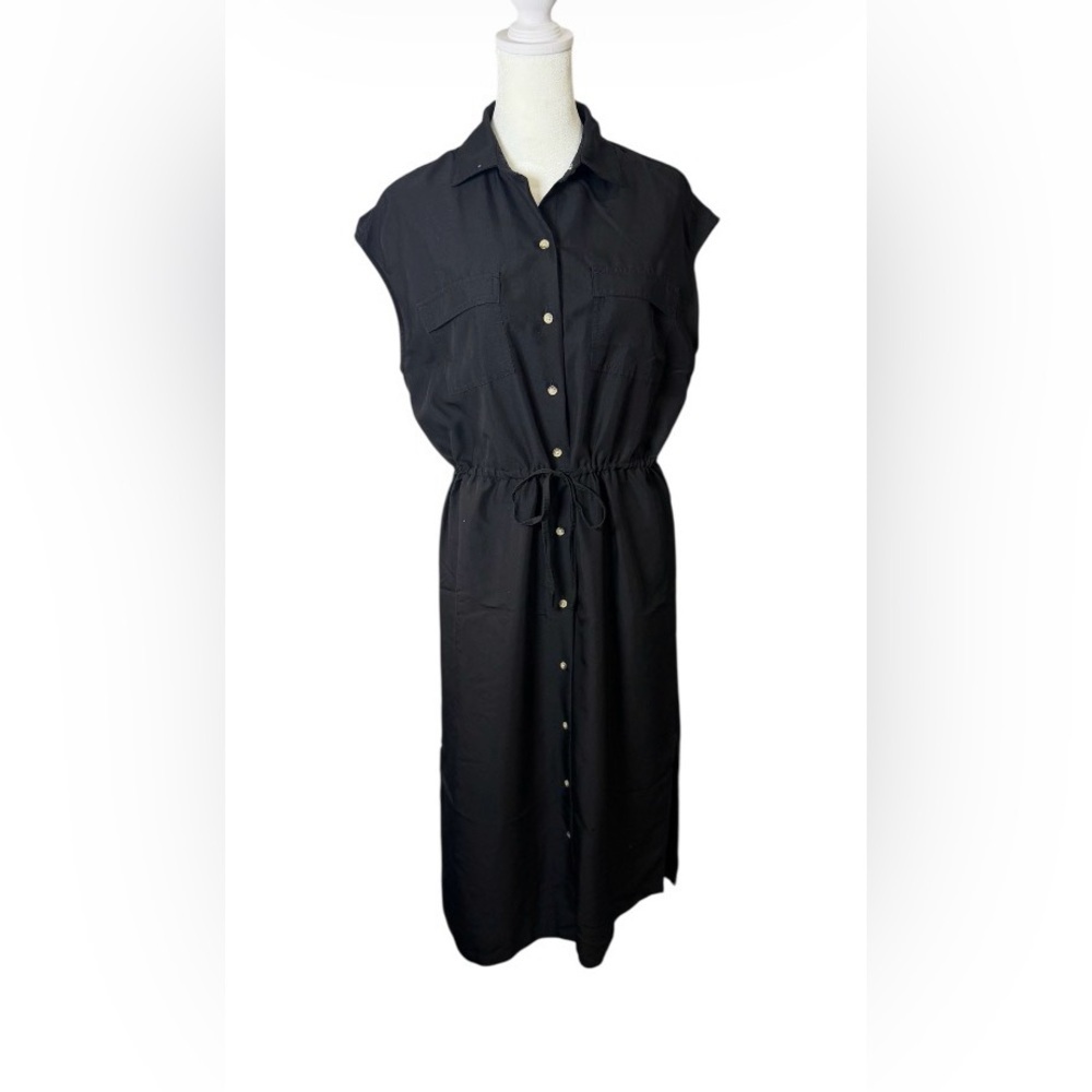Old Navy Classic Black Button-Front Shirt Dress. MIdi. Size XS. Layering.
